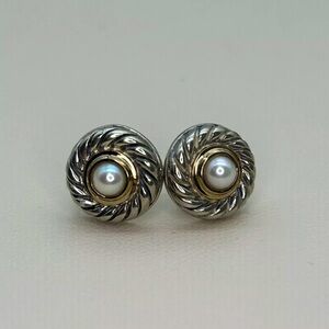 David Yurman pearl cookie earrings sterling silver/14k gold